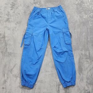 SO Pants Women S Juniors Blue Cargo Jogger Pull On Cuffed Stretch Utility Casual